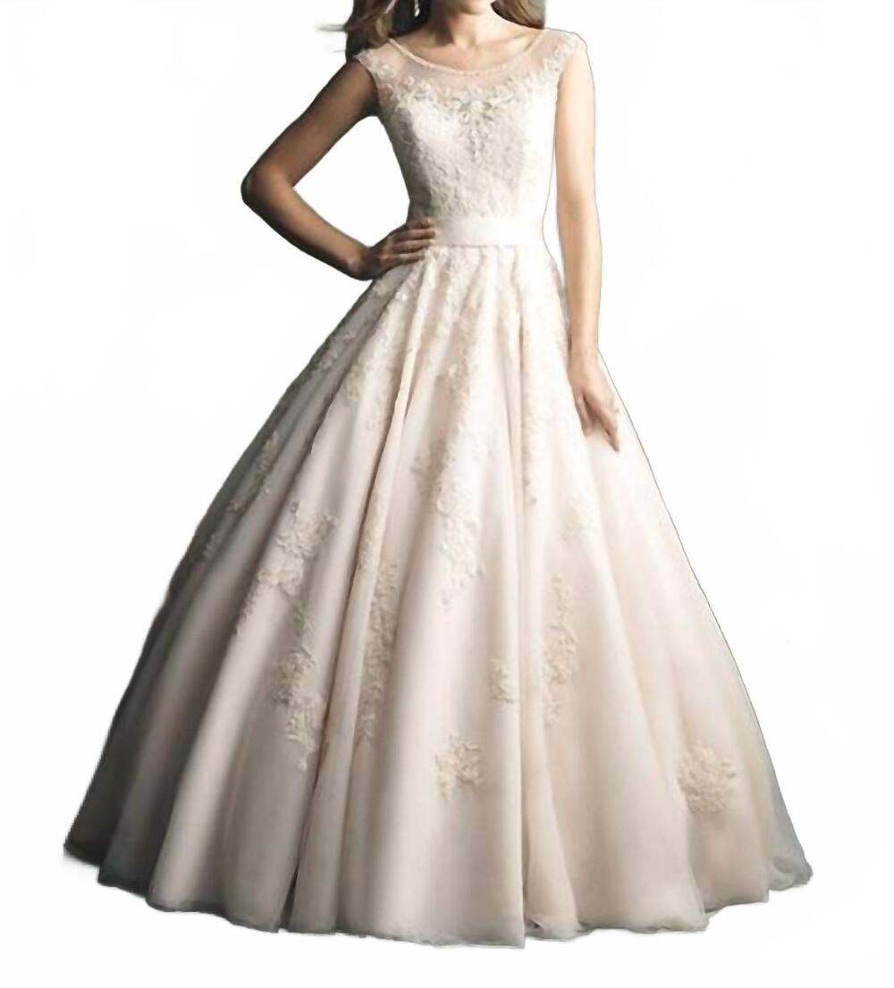 NEW ALLURE BRIDALS lace wedding dress in ivory/silver